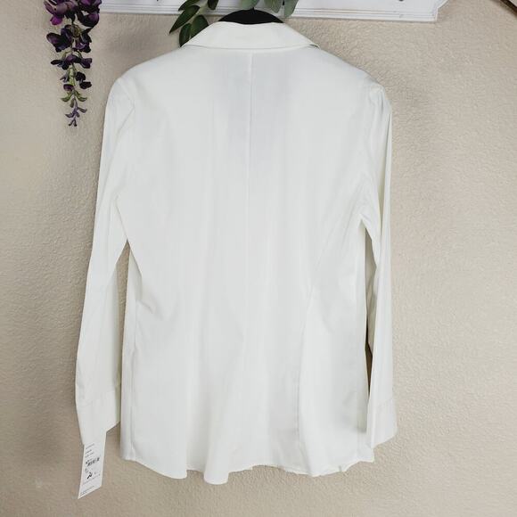 Lafayette 148 New York Long Sleeves Button Up Women Casual Classic White Top - Picture 7 of 13